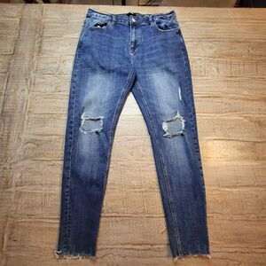 L&M Black Label Jeans Womens Size 14 Blue Skinny Distressed Ripped